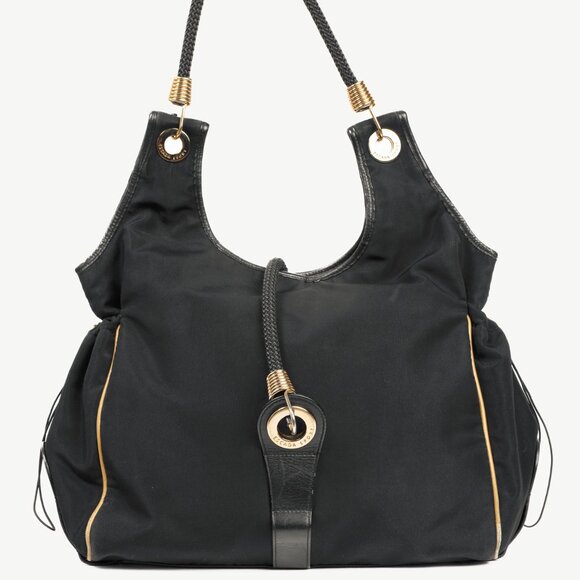 Escada Sport Black Nylon Leather-Trim Rope-Strap Hobo - Picture 1 of 12
